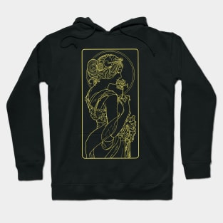 Alphonse Mucha Primevere Yellow Neon Hoodie